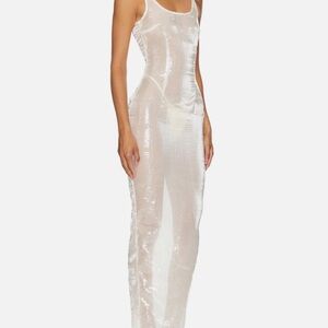 Miscreants White Sequin Slip Dress